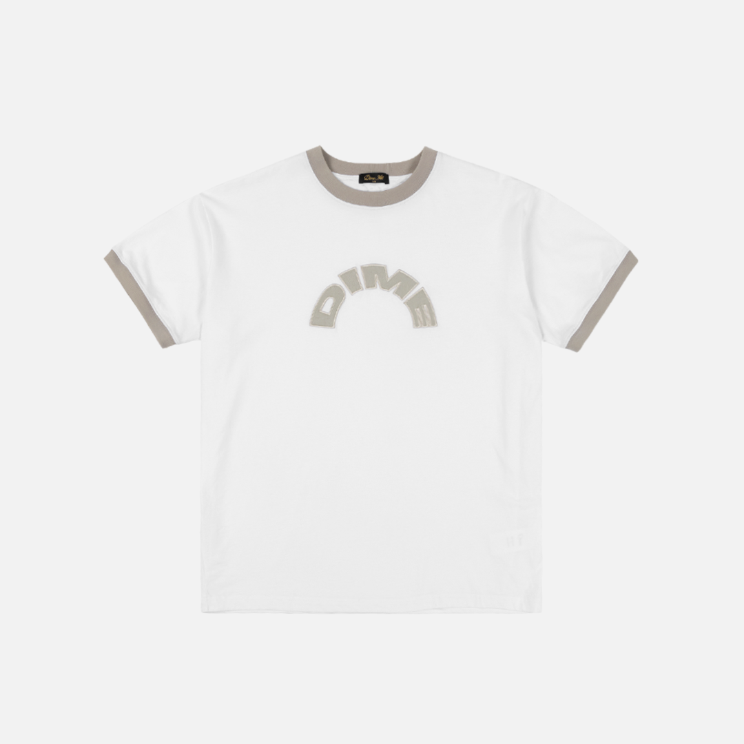 Dime Arch Ringer Tee White