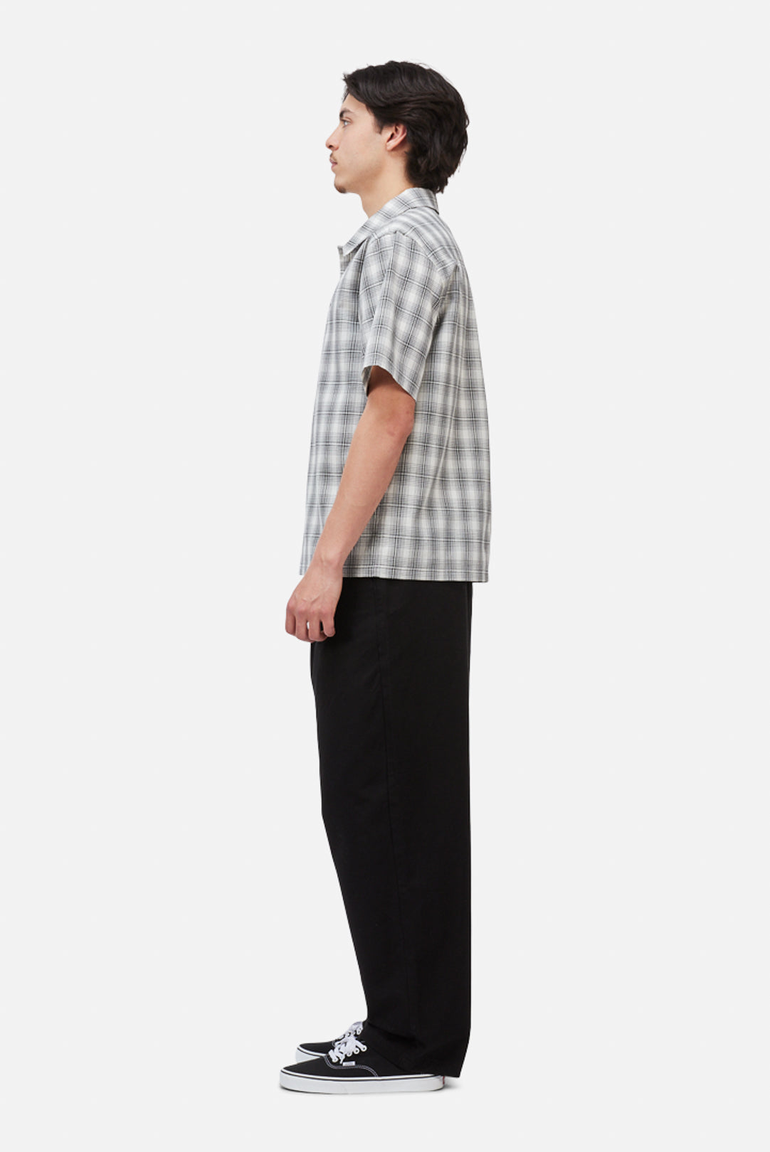 Dime Plaid Button up Shirt Gray