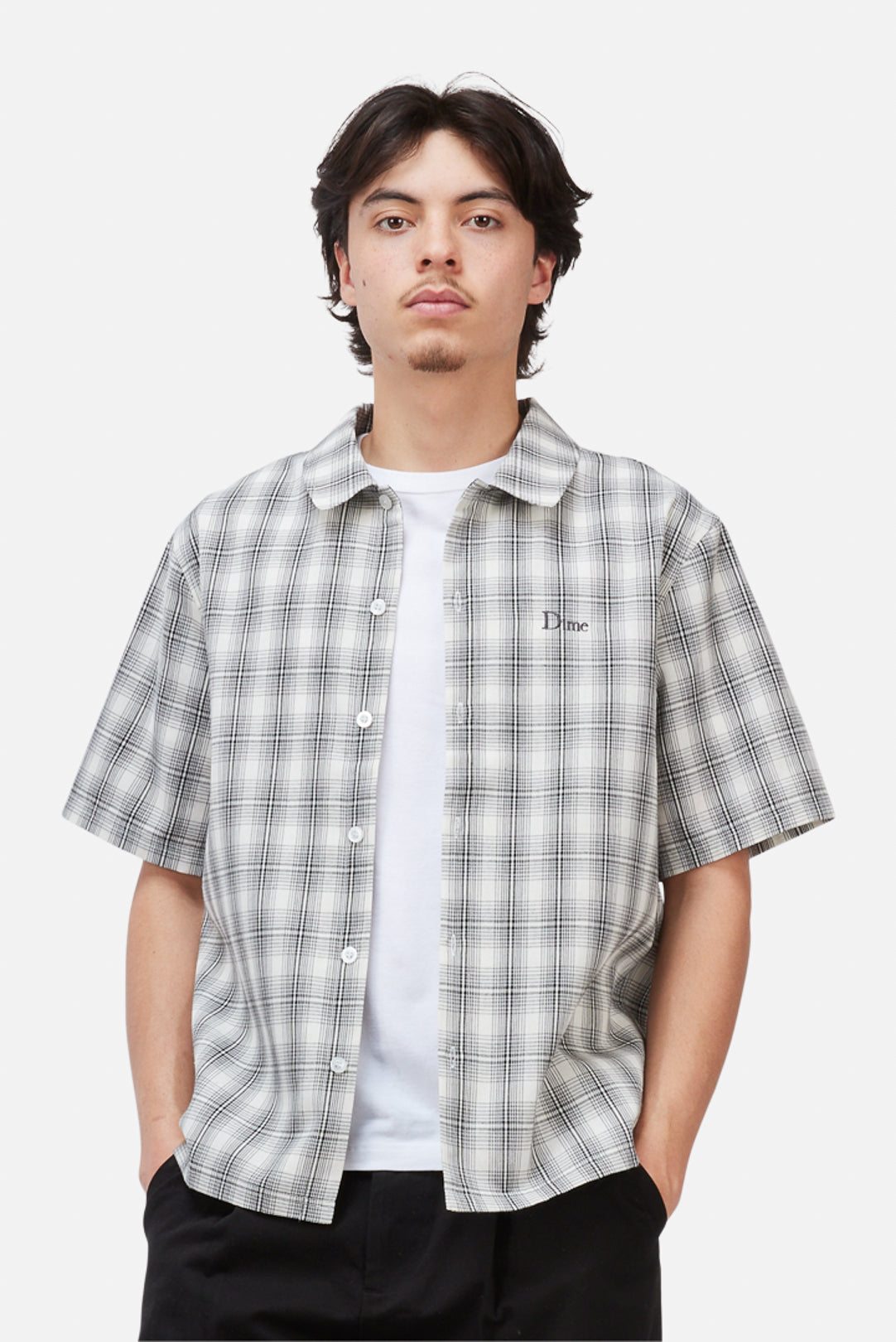 Dime Plaid Button up Shirt Gray