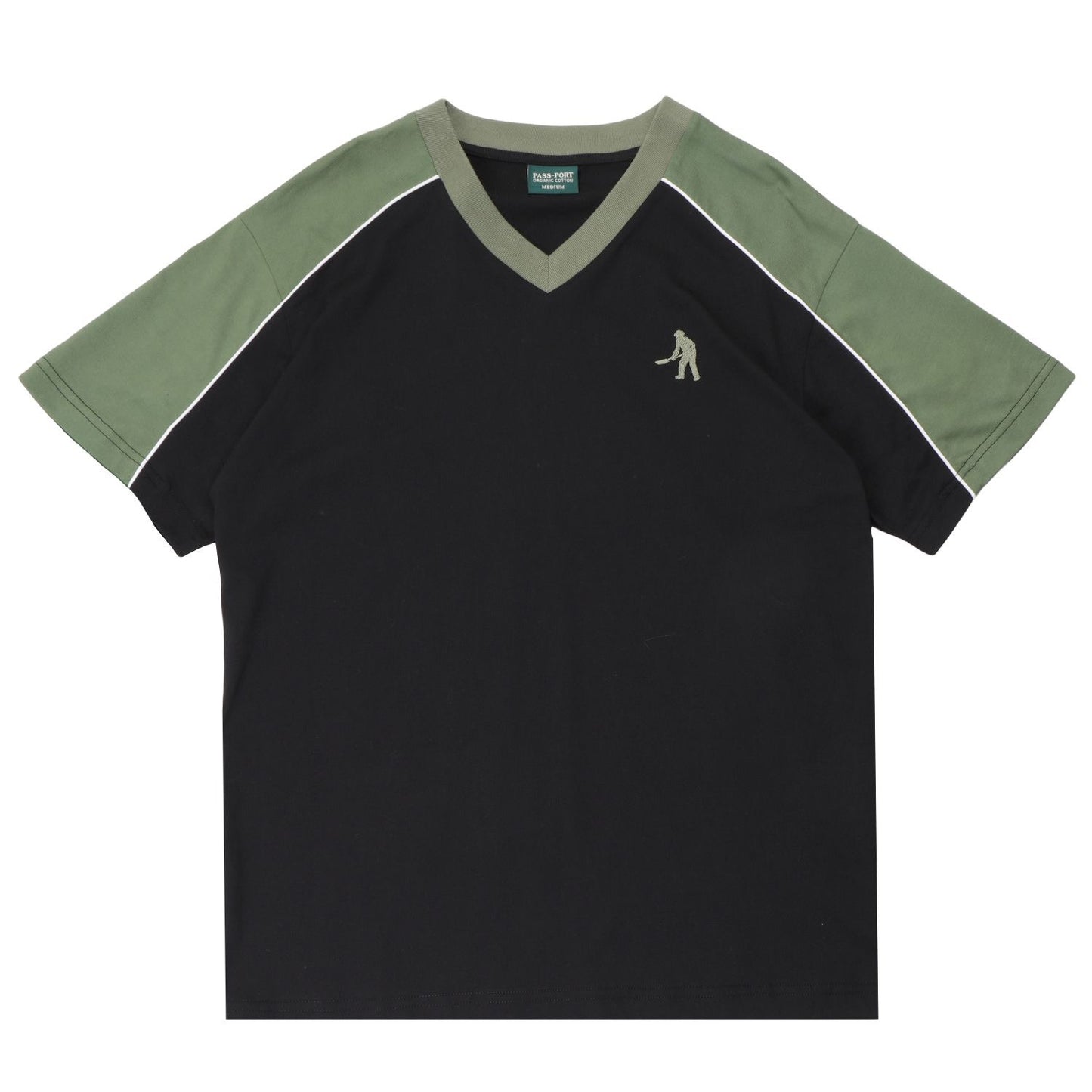 Pass-Port Workers Stripe Organic Jersey: Black/Olive