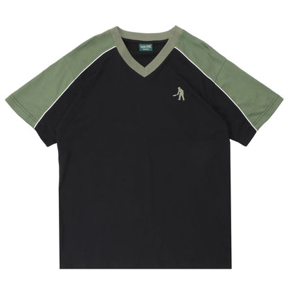Pass-Port Workers Stripe Organic Jersey: Black/Olive
