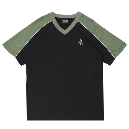 Pass-Port Workers Stripe Organic Jersey: Black/Olive