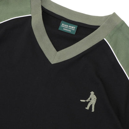 Pass-Port Workers Stripe Organic Jersey: Black/Olive