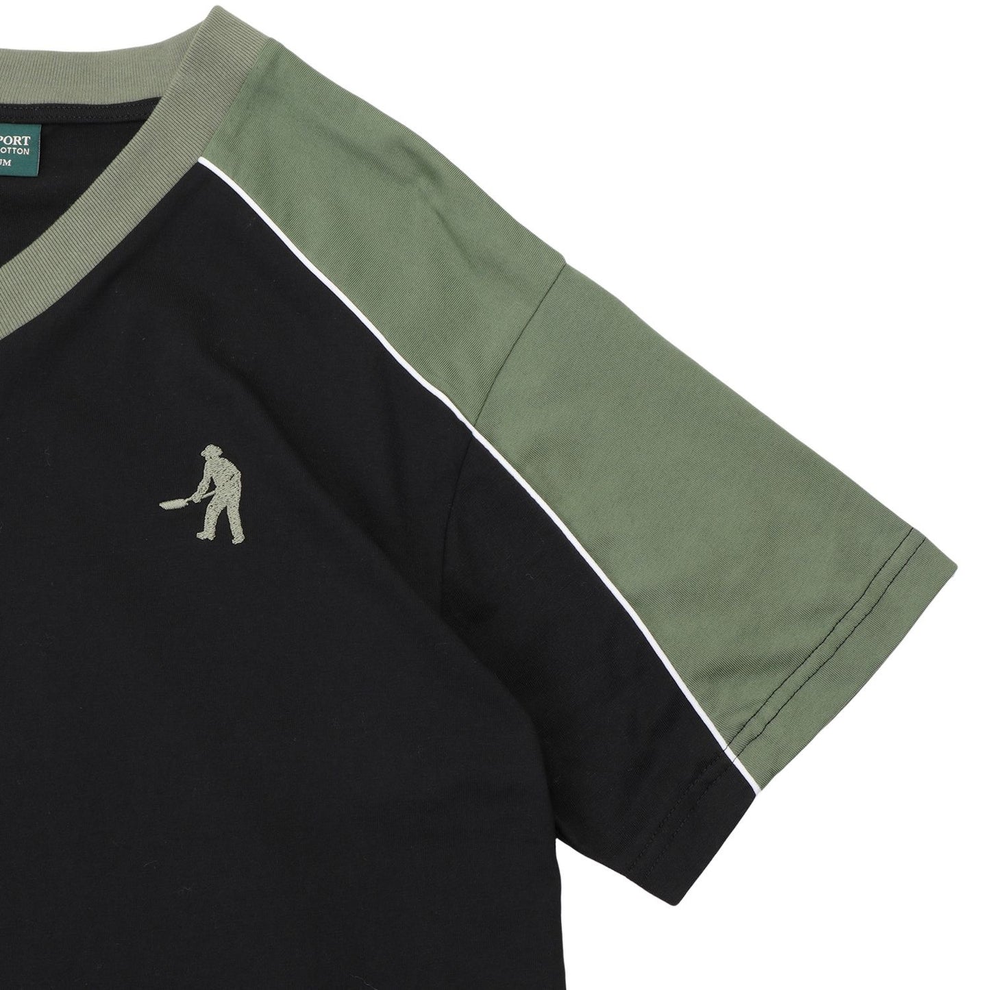 Pass-Port Workers Stripe Organic Jersey: Black/Olive