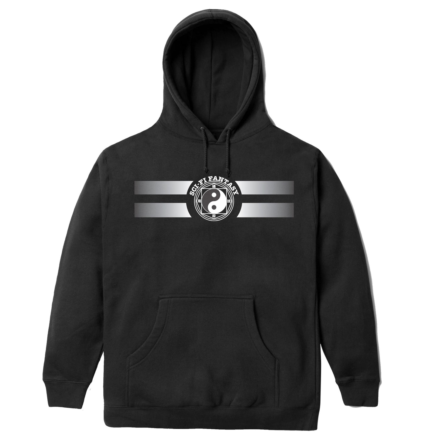 Sci-Fi Fantasy Yin Yang Hooded Fleece Black